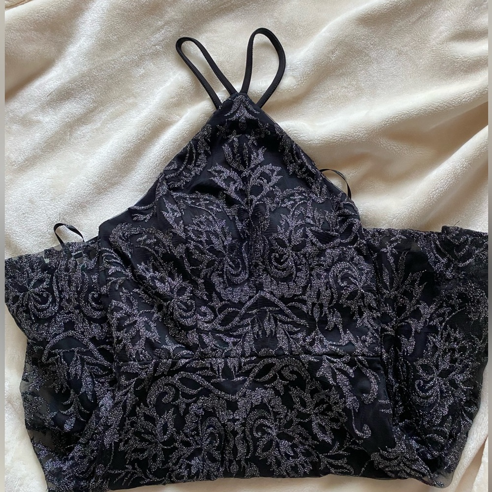 Speechless Black Lace Glitter Junior’s Cocktail Dress